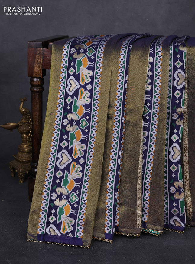 Navy Blue & Teal Blue Banarasi Silk - Patola Weaving