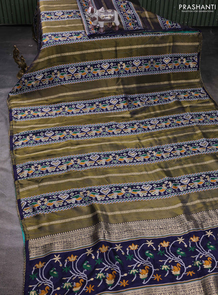 Navy Blue & Teal Blue Banarasi Silk - Patola Weaving