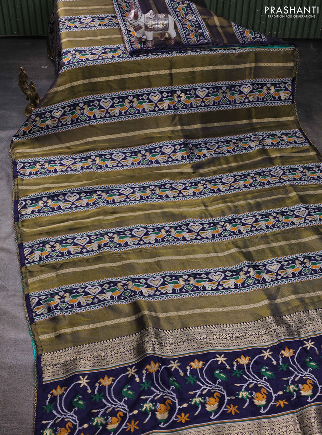 Navy Blue & Teal Blue Banarasi Silk - Patola Weaving