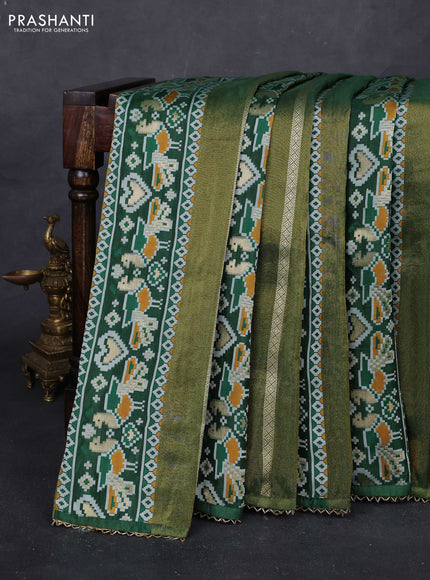 Green & Lime Green Banarasi Silk - Patola Weaving