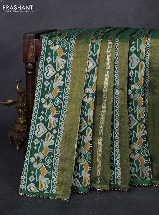Green & Lime Green Banarasi Silk - Patola Weaving