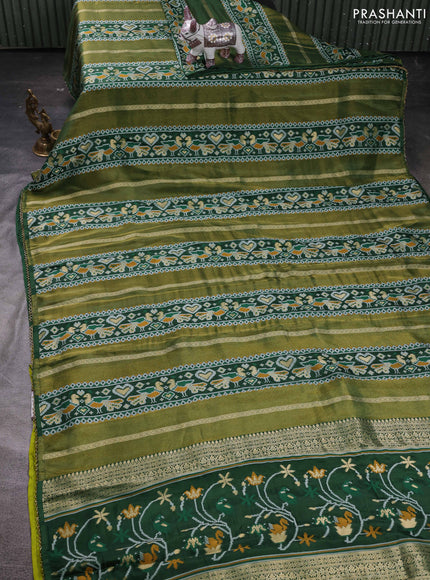 Green & Lime Green Banarasi Silk - Patola Weaving