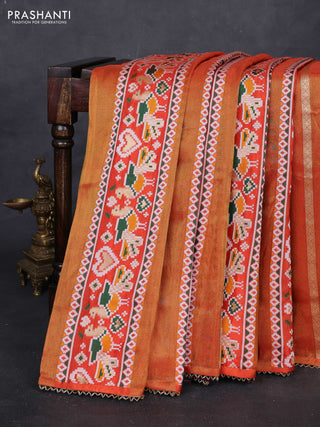 Orange & Coffee Brown Banarasi Silk - Patola Weaving