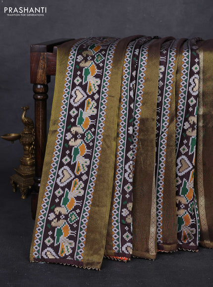 Coffee Brown & Orange Banarasi Silk - Patola Weaving