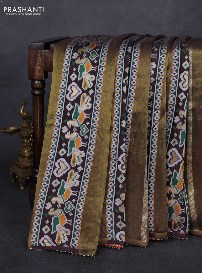 Coffee Brown & Orange Banarasi Silk - Patola Weaving