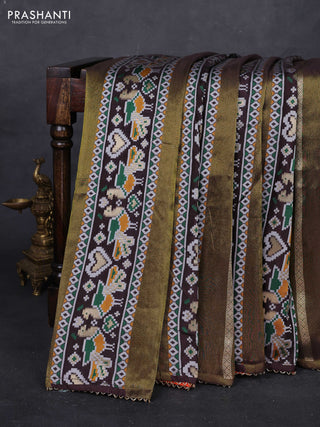 Coffee Brown & Orange Banarasi Silk - Patola Weaving