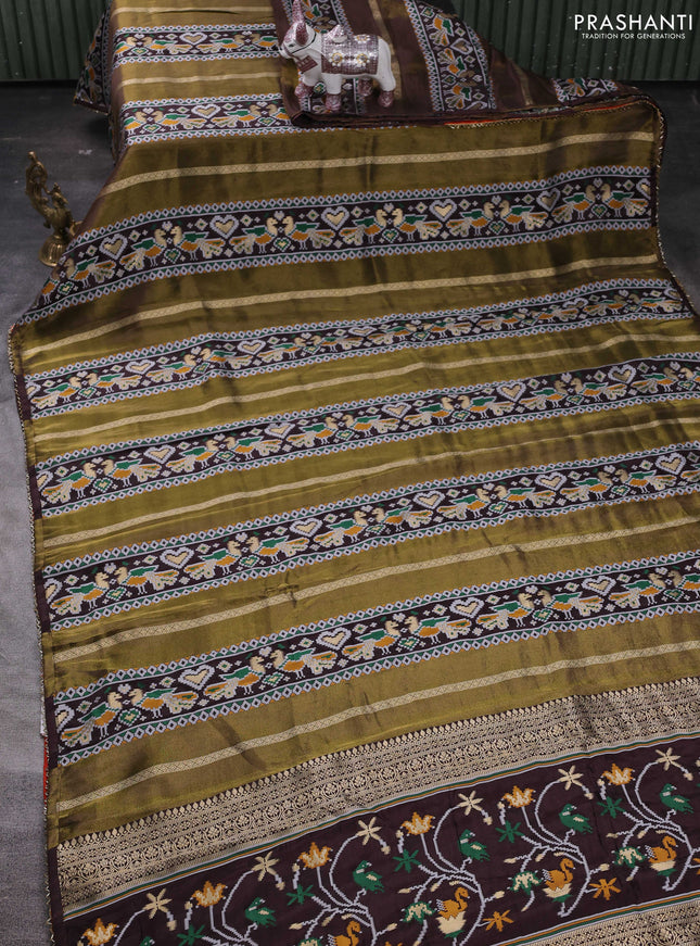Coffee Brown & Orange Banarasi Silk - Patola Weaving