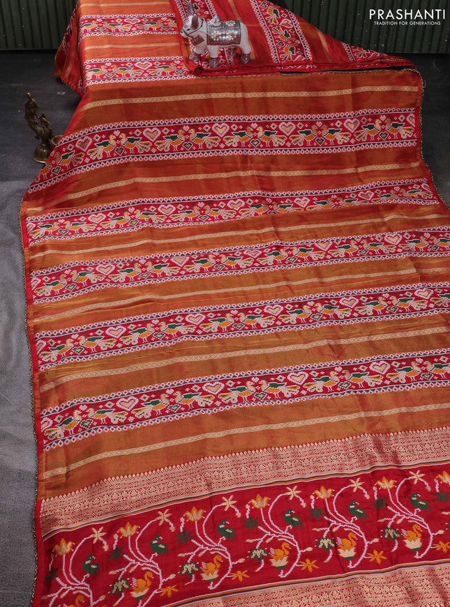 Red & Bottle Green Banarasi Silk - Patola Weaving