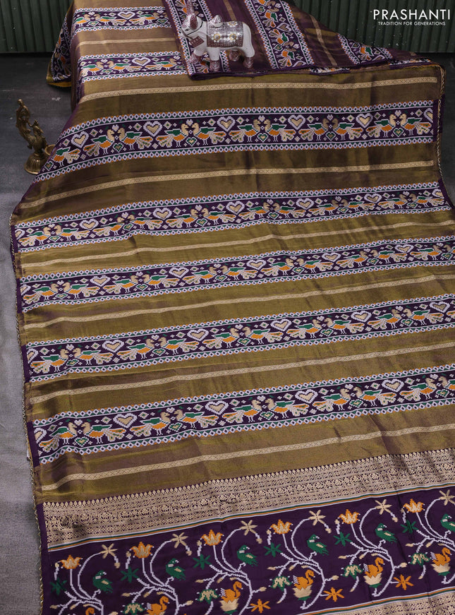Violet & Yellow Banarasi Silk - Patola Weaving