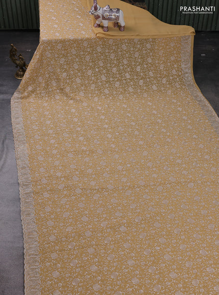 Sandal Georgette Saree - Embroidery