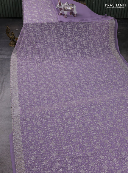 Lavender Georgette Saree - Embroidery