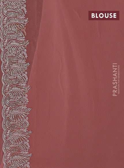 Peach Georgette Saree - Embroidery