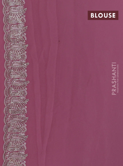 Mauve Pink Georgette Saree - Embroidery