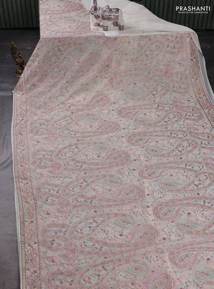 Off White Georgette Saree - Embroidery