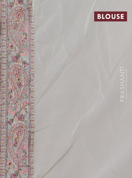 Off White Georgette Saree - Embroidery
