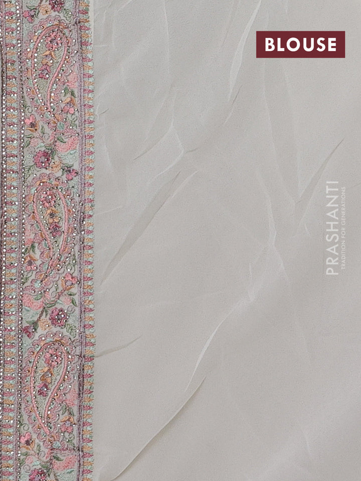 Off White Georgette Saree - Embroidery