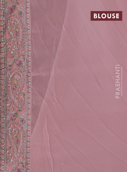 Peach Georgette Saree - Embroidery