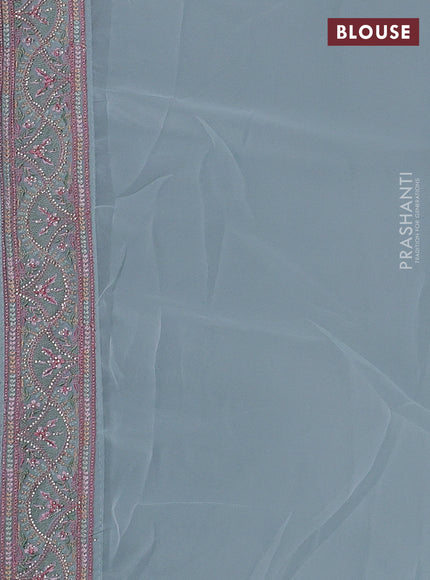 Pastel Blue Georgette Saree - Embroidery
