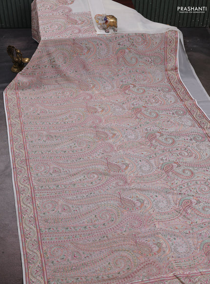 Off White Georgette Saree - Embroidery
