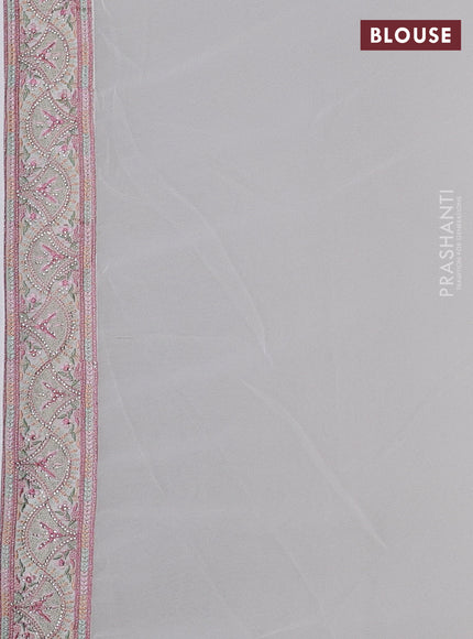 Off White Georgette Saree - Embroidery
