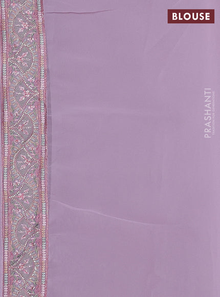 Lavender Georgette Saree - Embroidery