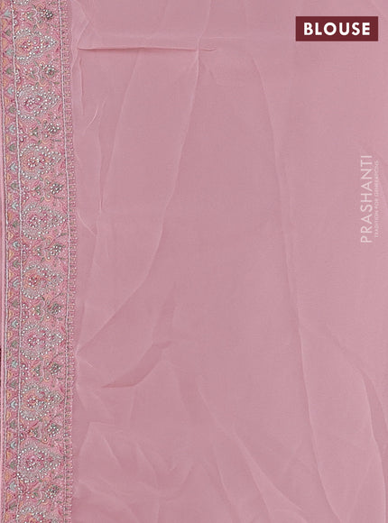 Peach Georgette Saree - Embroidery