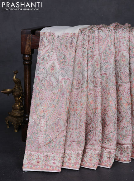 Off White Georgette Saree - Embroidery