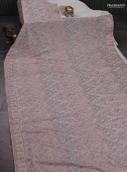 Off White Georgette Saree - Embroidery