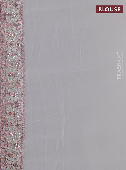 Off White Georgette Saree - Embroidery