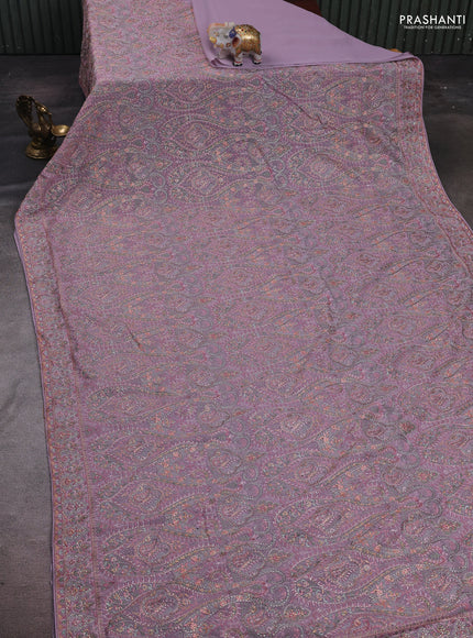 Lavender Georgette Saree - Embroidery