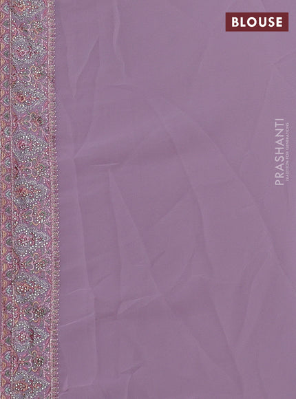 Lavender Georgette Saree - Embroidery
