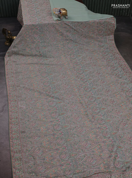 Pastel Green Georgette Saree - Embroidery
