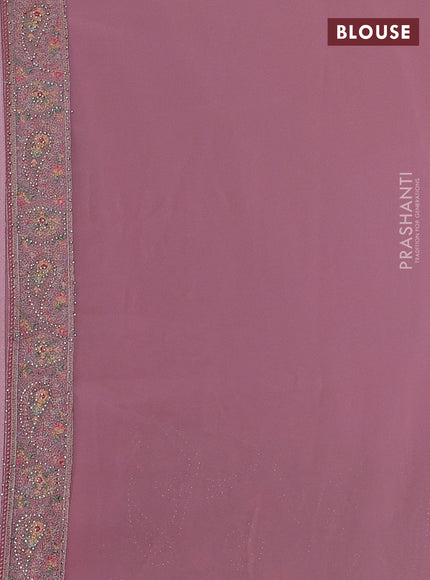 Peach Georgette Saree - Embroidery