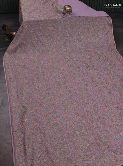 Pastel Pink Georgette Saree - Embroidery