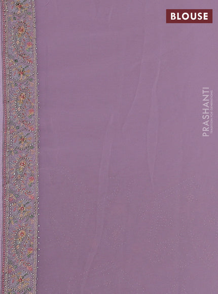 Pastel Pink Georgette Saree - Embroidery