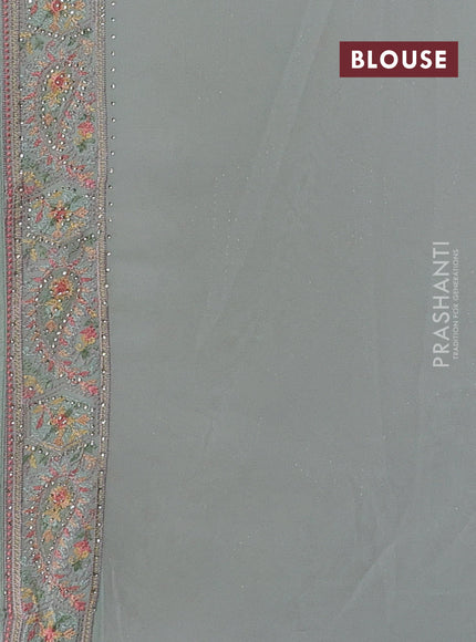 Pastel Green Georgette Saree - Embroidery