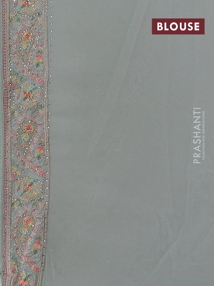 Pastel Green Georgette Saree - Embroidery