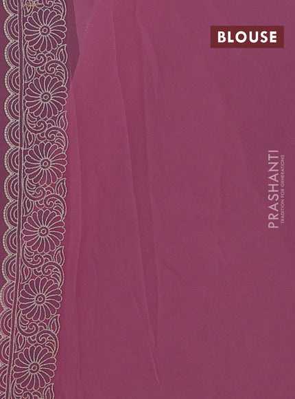 Mauve Pink Georgette Saree - Embroidery