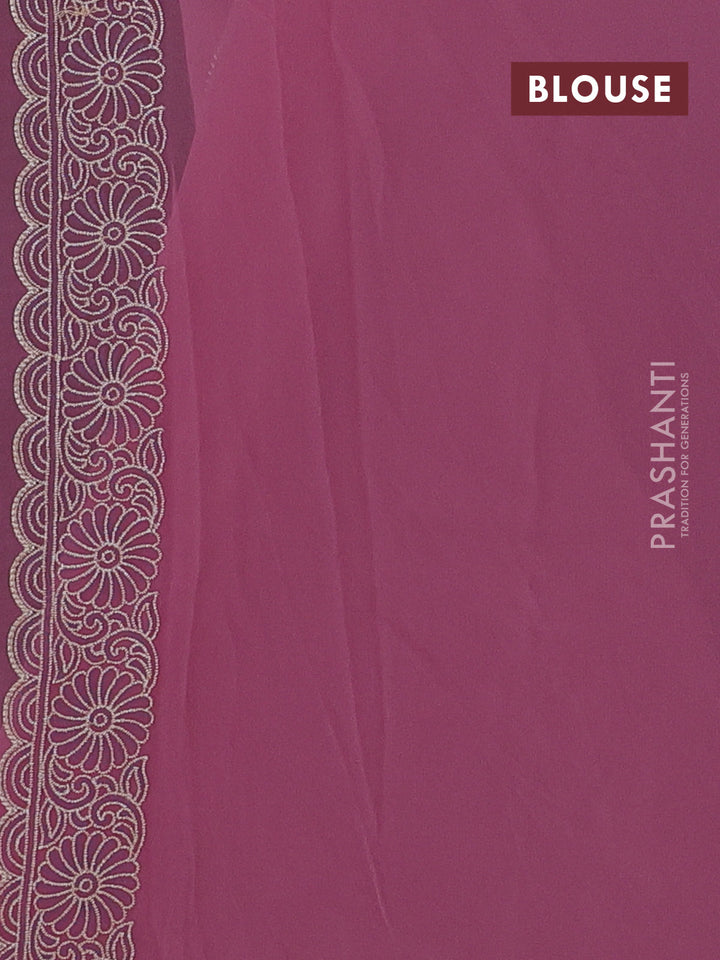 Mauve Pink Georgette Saree - Embroidery
