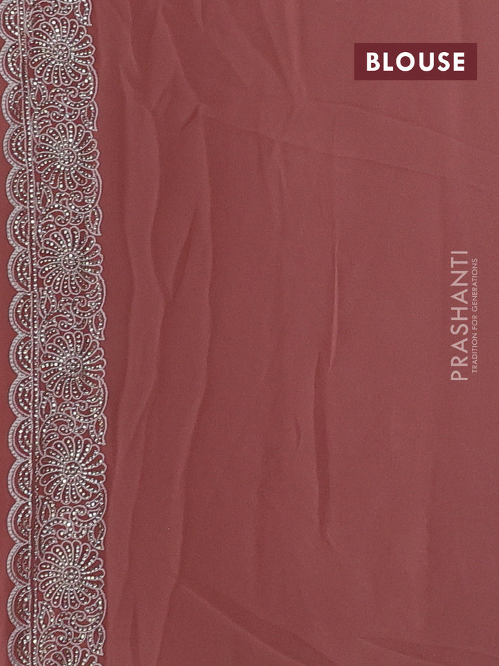 Teal Georgette Saree - Embroidery