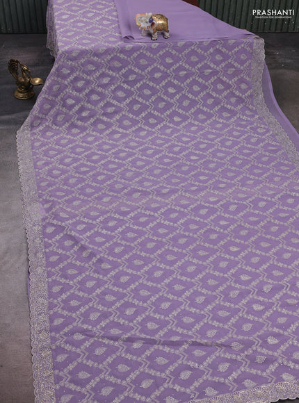 Lavender Georgette Saree - Embroidery