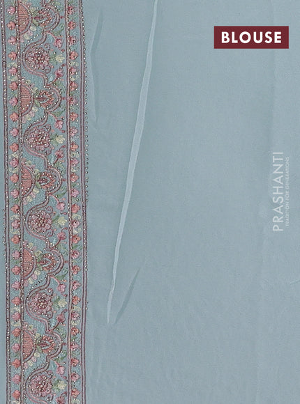 Pastel Blue Georgette Saree - Embroidery