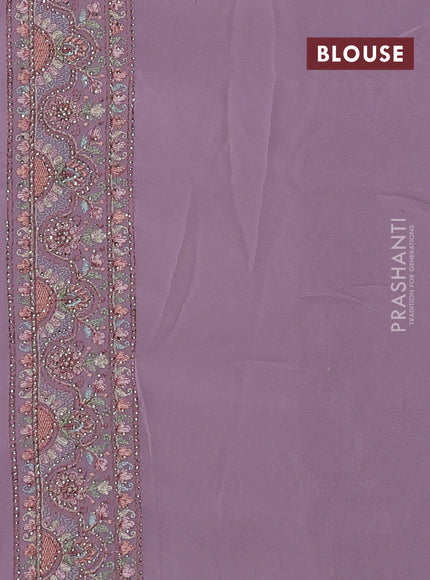 Lavender Georgette Saree - Embroidery