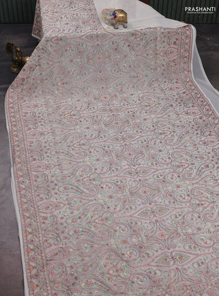 Off White Georgette Saree - Embroidery