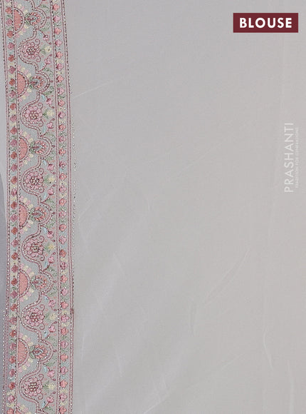 Off White Georgette Saree - Embroidery