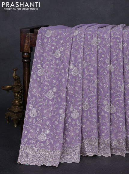 Lavender Georgette Saree - Embroidery