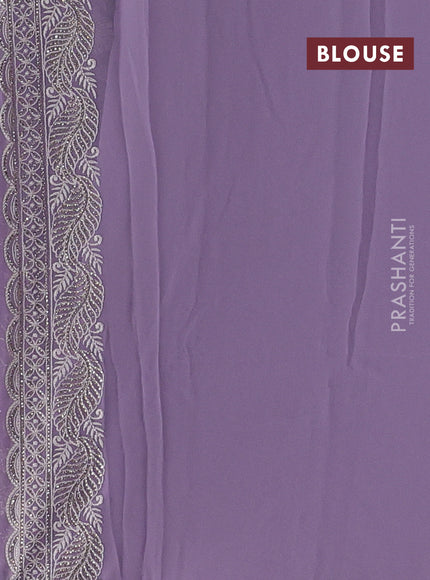 Lavender Georgette Saree - Embroidery