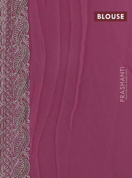 Mauve Pink Georgette Saree - Embroidery