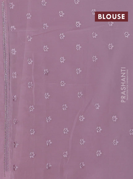 Pastel Pink Georgette Saree - Embroidery