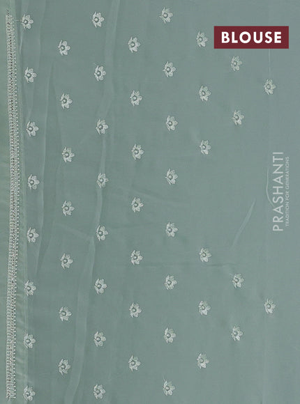 Pastel Green Georgette Saree - Embroidery